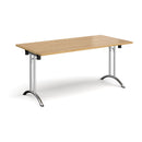 Rectangular Folding Leg Table With Curved Foot Rails - Oak - NWOF