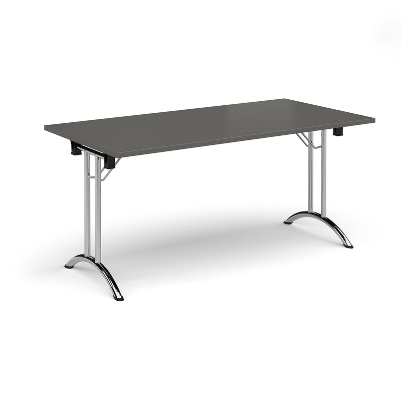 Rectangular Folding Leg Table With Curved Foot Rails - Onyx Grey - NWOF