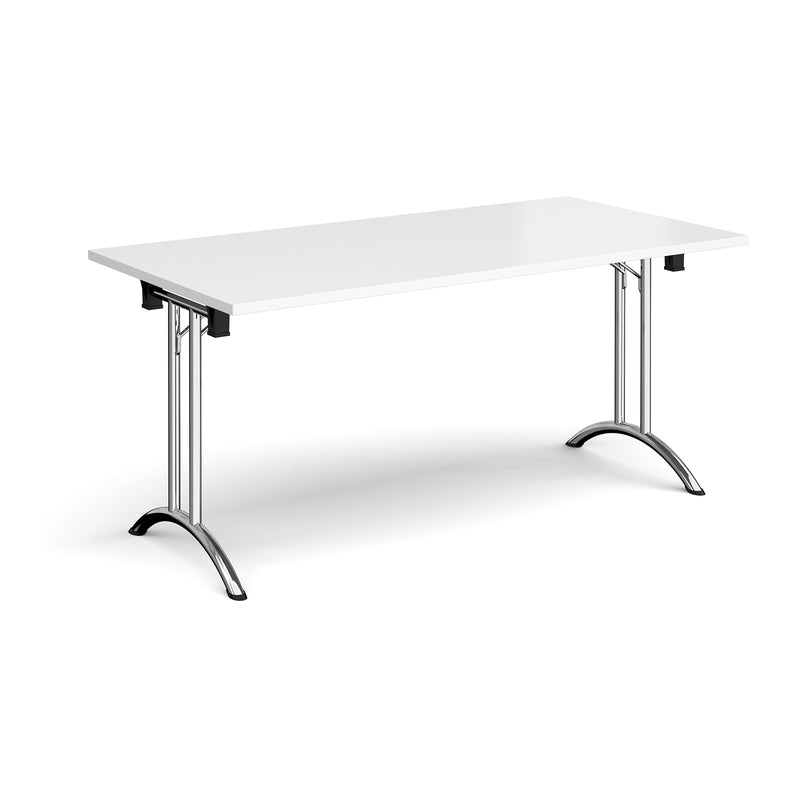 Rectangular Folding Leg Table With Curved Foot Rails - White - NWOF