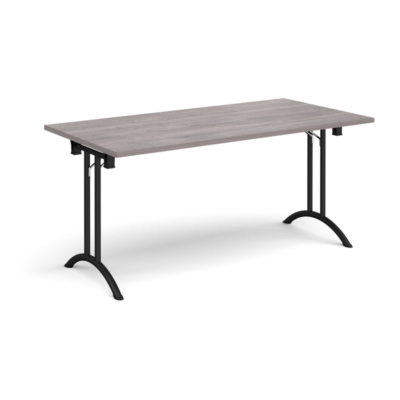 Rectangular Folding Leg Table With Curved Foot Rails - Grey Oak - NWOF