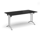 Rectangular Folding Leg Table With Curved Foot Rails - Black - NWOF