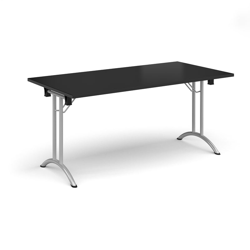 Rectangular Folding Leg Table With Curved Foot Rails - Black - NWOF