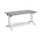 Rectangular Folding Leg Table With Curved Foot Rails - Grey Oak - NWOF