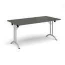 Rectangular Folding Leg Table With Curved Foot Rails - Onyx Grey - NWOF