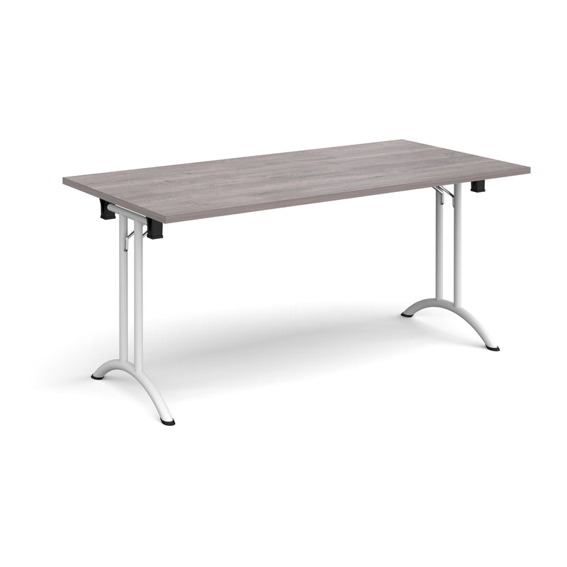 Rectangular Folding Leg Table With Curved Foot Rails - Grey Oak - NWOF