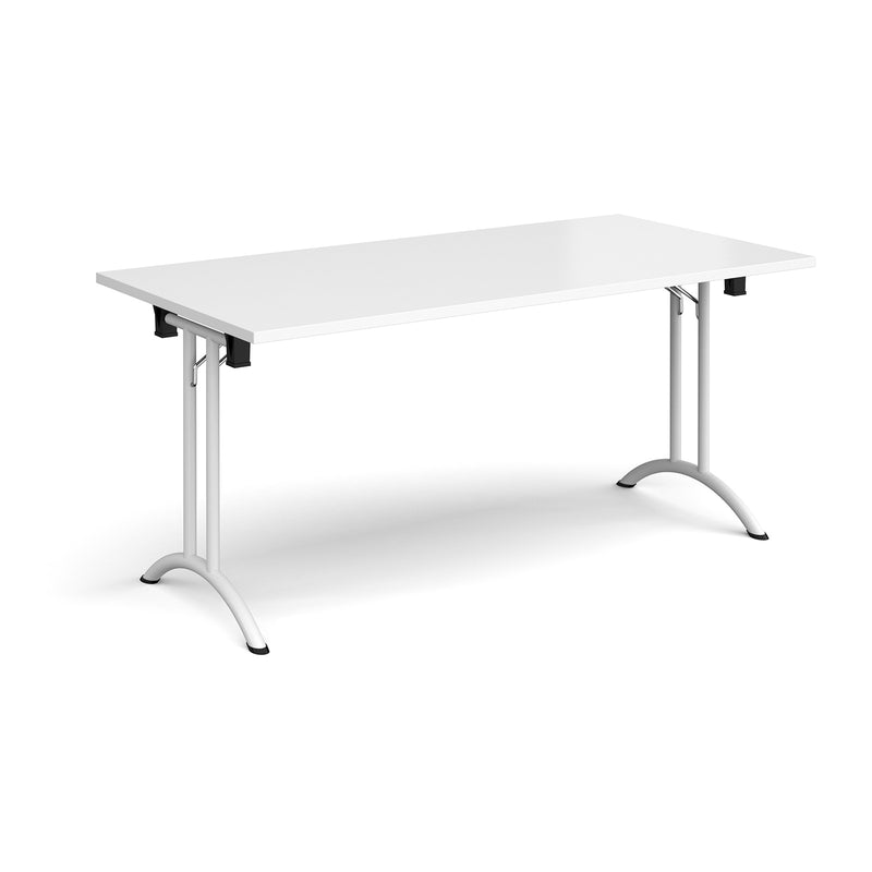 Rectangular Folding Leg Table With Curved Foot Rails - White - NWOF