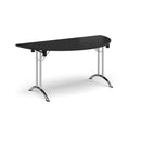 Semi Circular Folding Leg Table With Curved Foot Rails - Black - NWOF