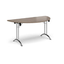 Semi Circular Folding Leg Table With Curved Foot Rails - Barcelona Walnut - NWOF