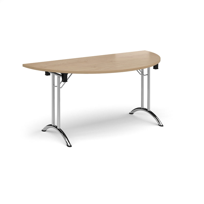 Semi Circular Folding Leg Table With Curved Foot Rails - Kendal Oak - NWOF