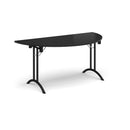 Semi Circular Folding Leg Table With Curved Foot Rails - Black - NWOF