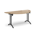 Semi Circular Folding Leg Table With Curved Foot Rails - Kendal Oak - NWOF