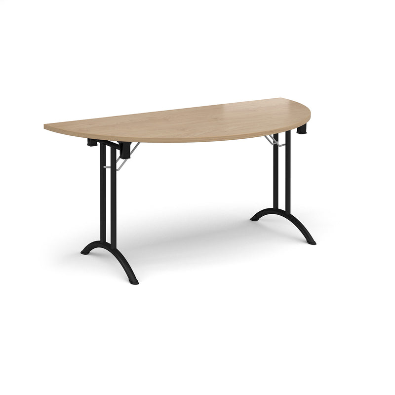 Semi Circular Folding Leg Table With Curved Foot Rails - Kendal Oak - NWOF