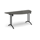 Semi Circular Folding Leg Table With Curved Foot Rails - Onyx Grey - NWOF