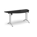Semi Circular Folding Leg Table With Curved Foot Rails - Black - NWOF
