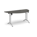 Semi Circular Folding Leg Table With Curved Foot Rails - Onyx Grey - NWOF