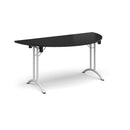 Semi Circular Folding Leg Table With Curved Foot Rails - Black - NWOF