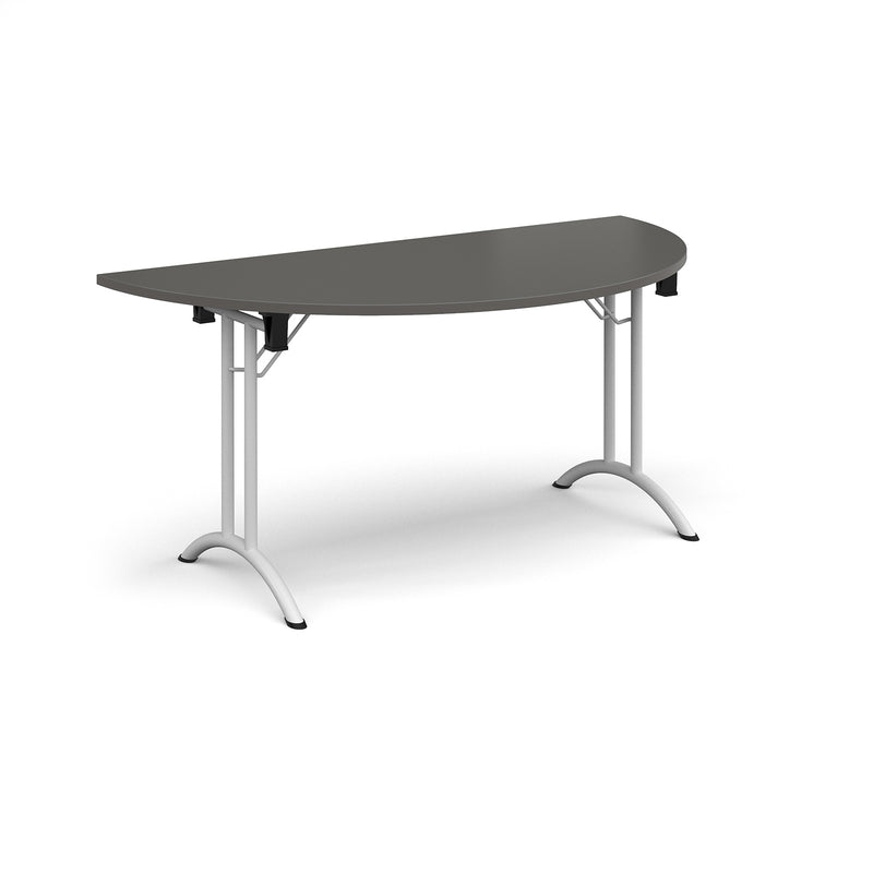 Semi Circular Folding Leg Table With Curved Foot Rails - Onyx Grey - NWOF