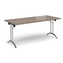 Rectangular Folding Leg Table With Curved Foot Rails - Barcelona Walnut - NWOF