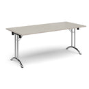 Rectangular Folding Leg Table With Curved Foot Rails - Light Grey - NWOF