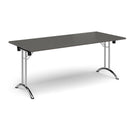 Rectangular Folding Leg Table With Curved Foot Rails - Onyx Grey - NWOF
