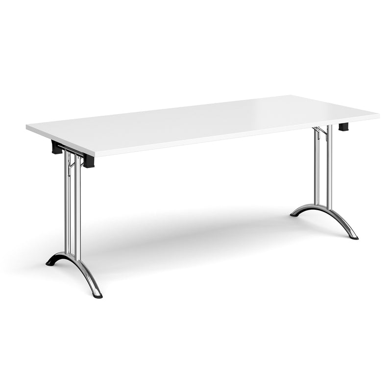 Rectangular Folding Leg Table With Curved Foot Rails - White - NWOF