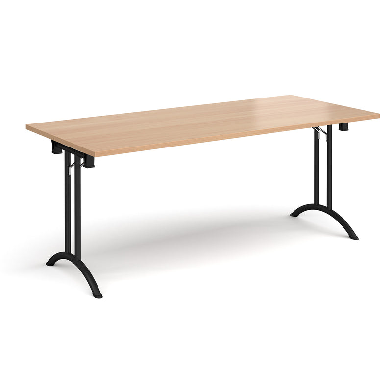 Rectangular Folding Leg Table With Curved Foot Rails - Beech - NWOF