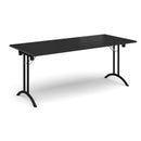Rectangular Folding Leg Table With Curved Foot Rails - Black - NWOF