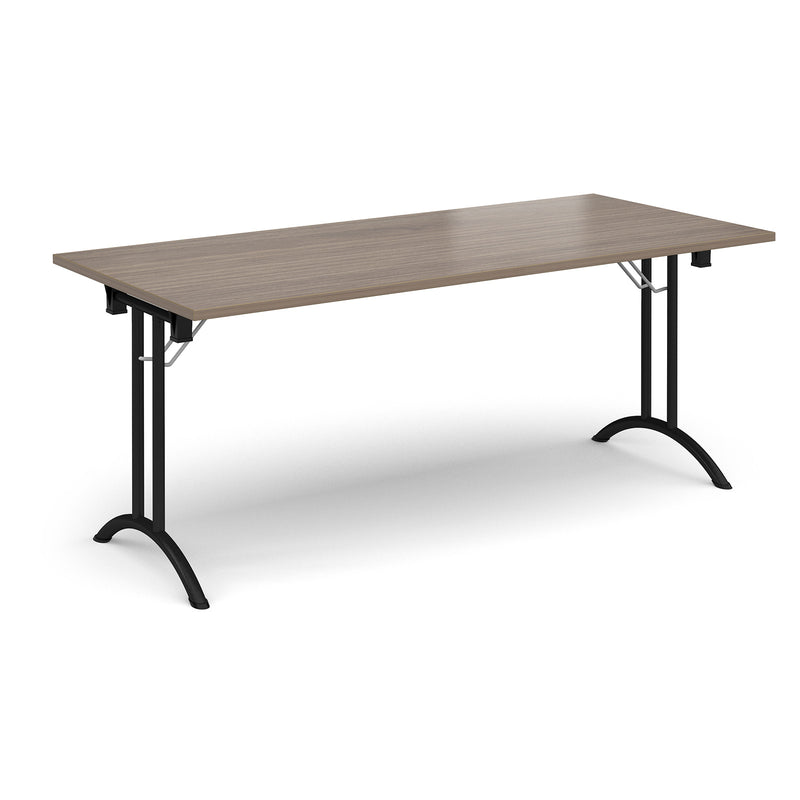 Rectangular Folding Leg Table With Curved Foot Rails - Barcelona Walnut - NWOF