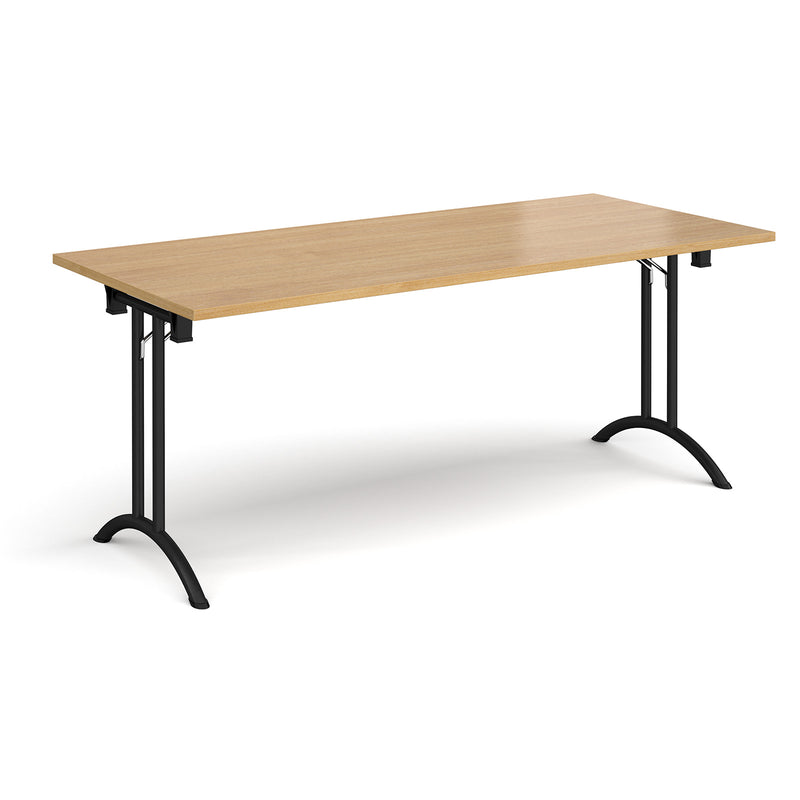 Rectangular Folding Leg Table With Curved Foot Rails - Oak - NWOF