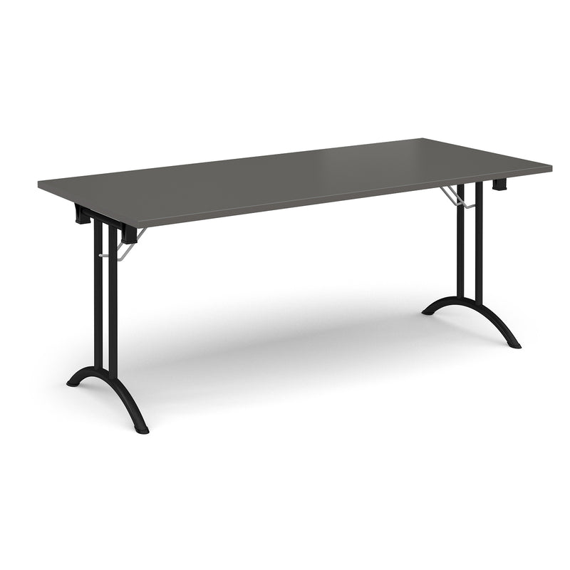 Rectangular Folding Leg Table With Curved Foot Rails - Onyx Grey - NWOF