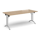 Rectangular Folding Leg Table With Curved Foot Rails - Kendal Oak - NWOF