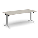 Rectangular Folding Leg Table With Curved Foot Rails - Light Grey - NWOF