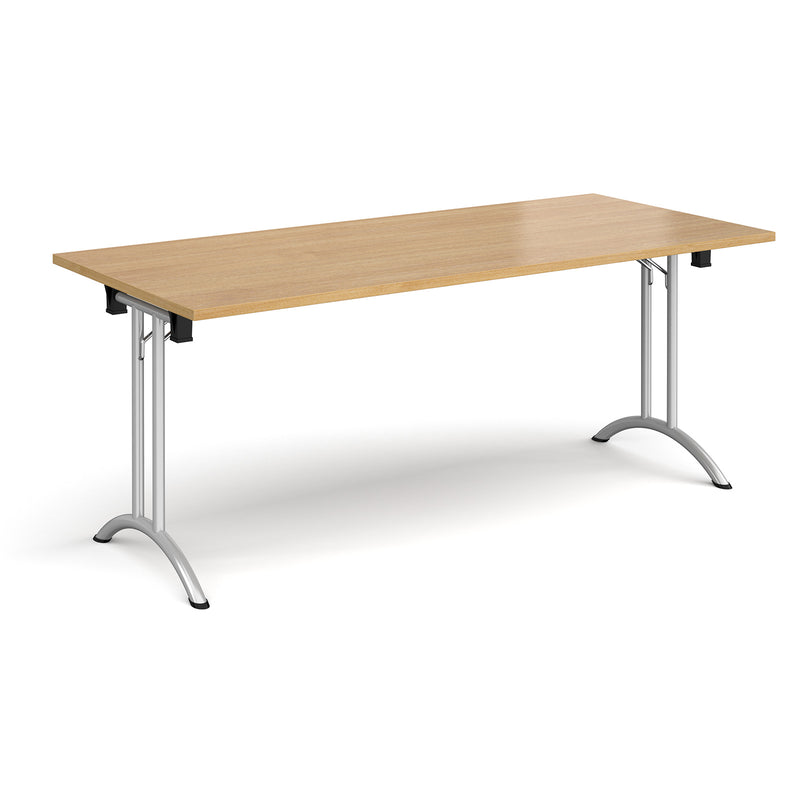 Rectangular Folding Leg Table With Curved Foot Rails - Oak - NWOF