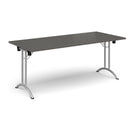 Rectangular Folding Leg Table With Curved Foot Rails - Onyx Grey - NWOF