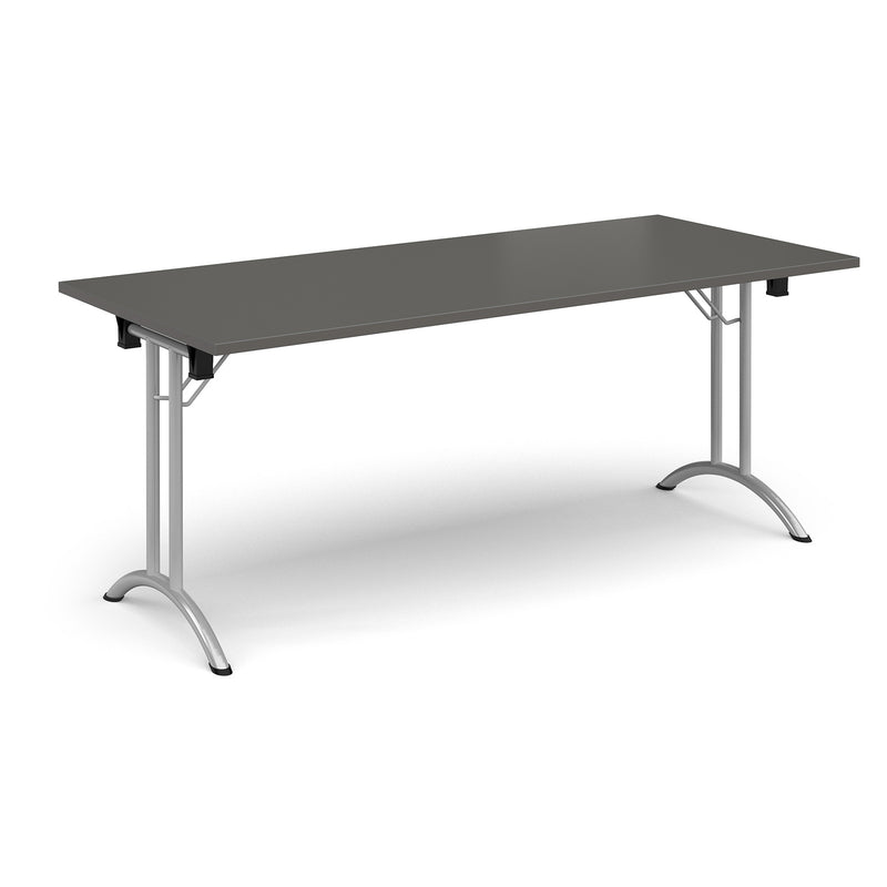 Rectangular Folding Leg Table With Curved Foot Rails - Onyx Grey - NWOF