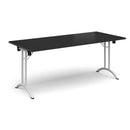 Rectangular Folding Leg Table With Curved Foot Rails - Black - NWOF