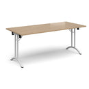 Rectangular Folding Leg Table With Curved Foot Rails - Kendal Oak - NWOF