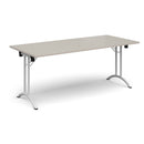 Rectangular Folding Leg Table With Curved Foot Rails - Light Grey - NWOF