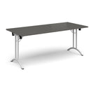 Rectangular Folding Leg Table With Curved Foot Rails - Onyx Grey - NWOF