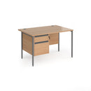 Contract 25 800mm Deep Straight Desk With 2 Drawer Pedestal & H-Frame Leg - Beech - NWOF