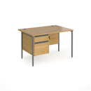 Contract 25 800mm Deep Straight Desk With 2 Drawer Pedestal & H-Frame Leg - Oak - NWOF