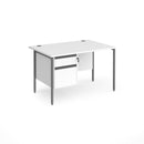 Contract 25 800mm Deep Straight Desk With 2 Drawer Pedestal & H-Frame Leg - White - NWOF