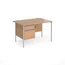 Contract 25 800mm Deep Straight Desk With 2 Drawer Pedestal & H-Frame Leg - Beech - NWOF
