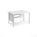 Contract 25 800mm Deep Straight Desk With 2 Drawer Pedestal & H-Frame Leg - White - NWOF