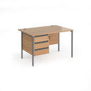 Contract 25 800mm Deep Straight Desk With 3 Drawer Pedestal & H-Frame Leg - Beech - NWOF