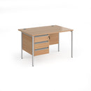 Contract 25 800mm Deep Straight Desk With 3 Drawer Pedestal & H-Frame Leg - Beech - NWOF