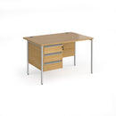 Contract 25 800mm Deep Straight Desk With 3 Drawer Pedestal & H-Frame Leg - Oak - NWOF