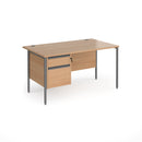 Contract 25 800mm Deep Straight Desk With 2 Drawer Pedestal & H-Frame Leg - Beech - NWOF