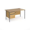 Contract 25 800mm Deep Straight Desk With 2 Drawer Pedestal & H-Frame Leg - Oak - NWOF
