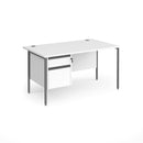 Contract 25 800mm Deep Straight Desk With 2 Drawer Pedestal & H-Frame Leg - White - NWOF